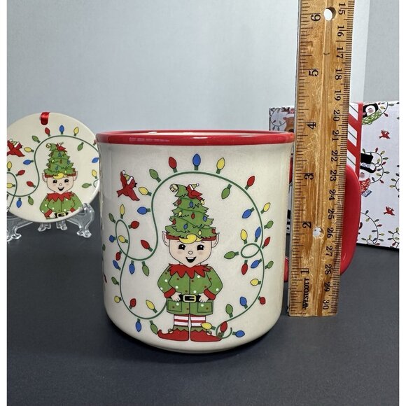Temp-tations by Tara ELF HOLIDAY LIGHTS 16 Oz Mug with Lid Coaster Ornament - Picture 12 of 12